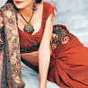 Green and Salmon Color Saree on Faux Georgette