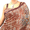 Printed Brown Georgette Saree
